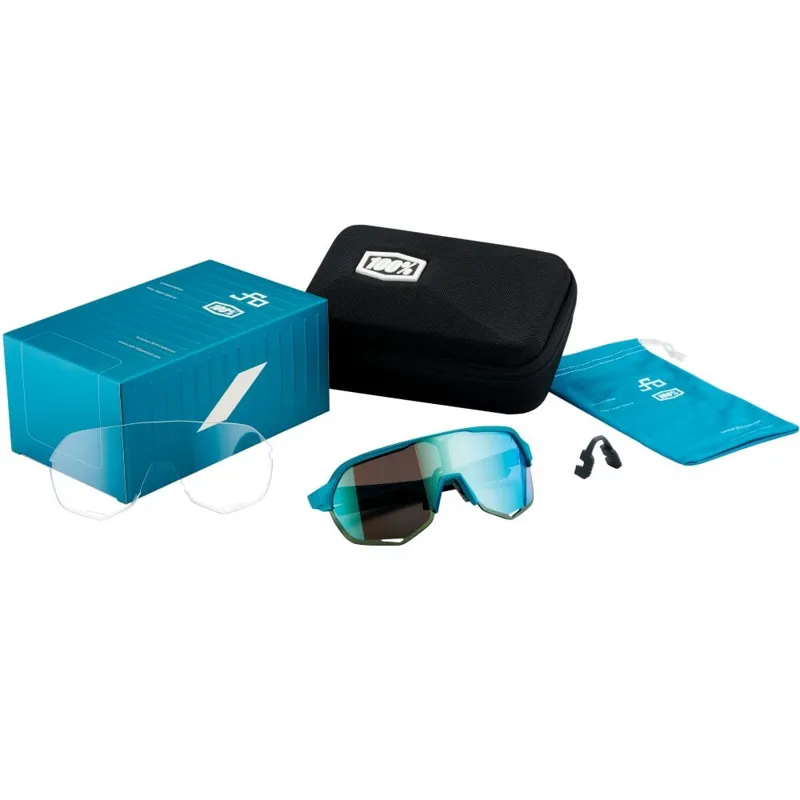 100 Percent Limited Edition Peter Sagan S2 Sunglasses - Blue Topaz With Blue Topaz Multilayer Mirror Lens-3