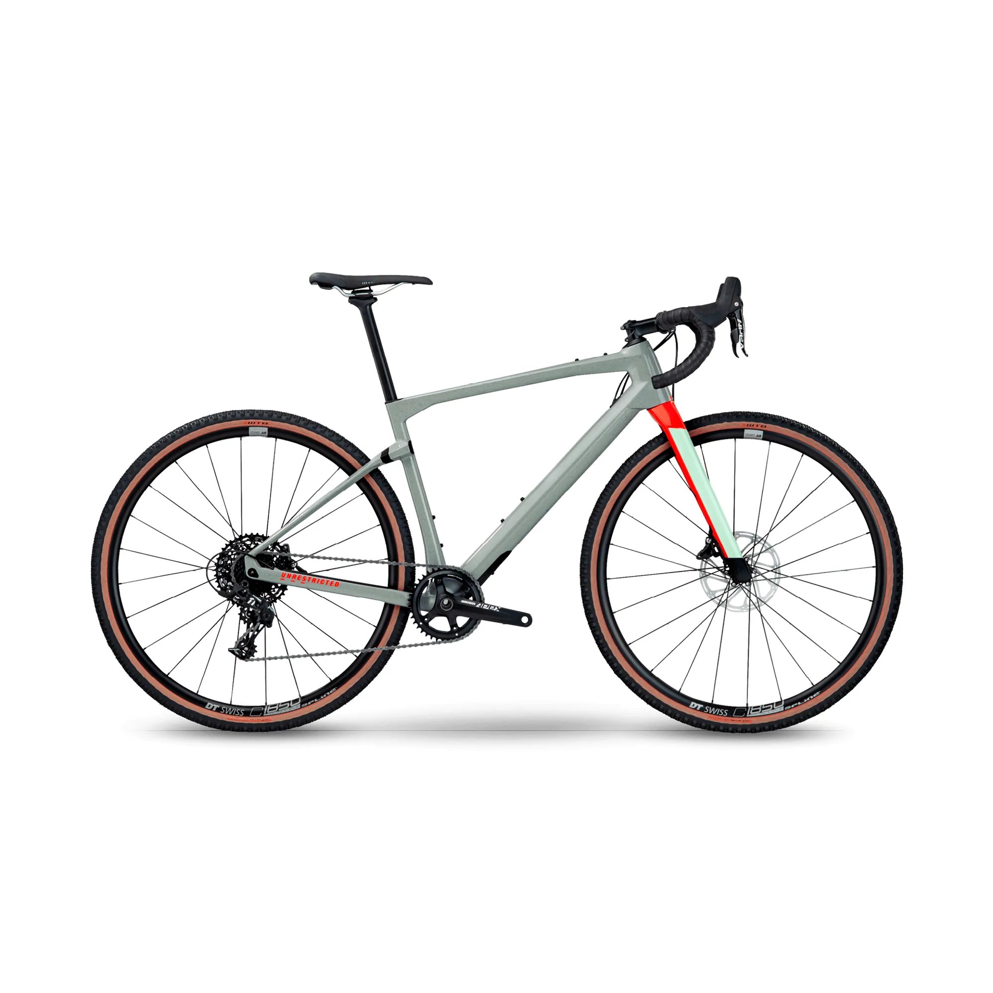 BMC 2022 Unrestricted One Apex 1 Gravel Bike Speckled Grey And Neon Red