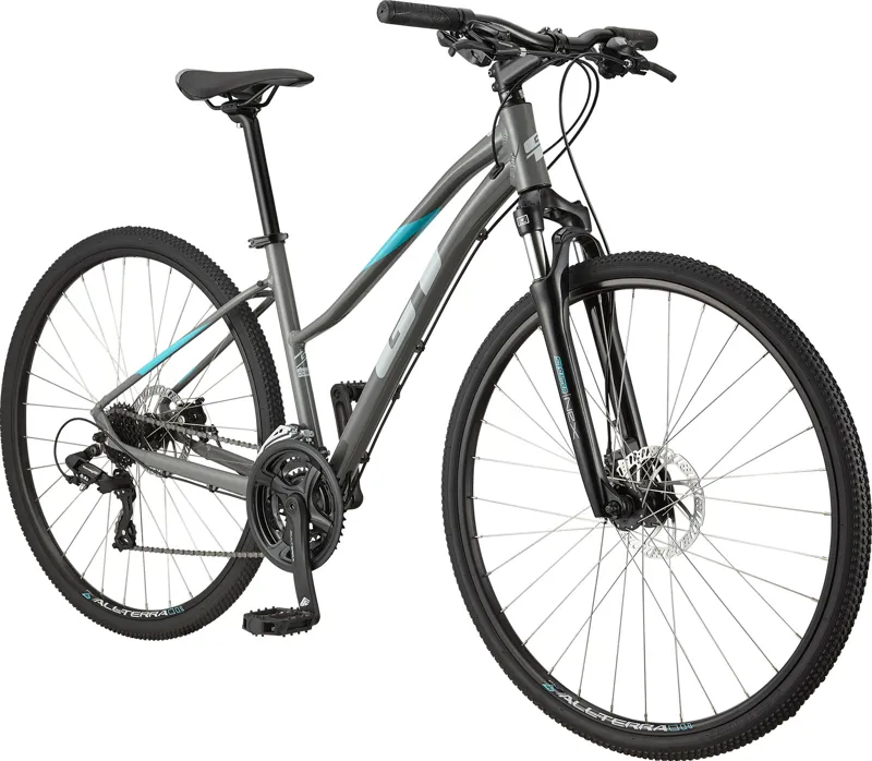 GT Transeo Comp Step-Thru Fitness Hybrid Bike Grey