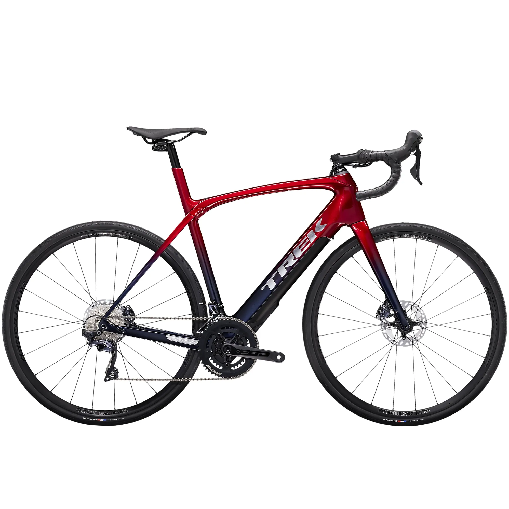 Trek Domane+ LT 2022 Carbon Electric Road Bike Rage Red to Deep Dark Blue Fade