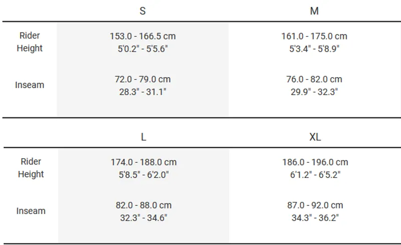 trek x caliber 8 size chart