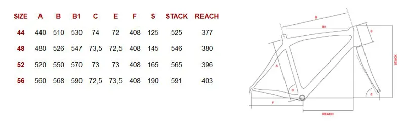 Bottecchia size online chart