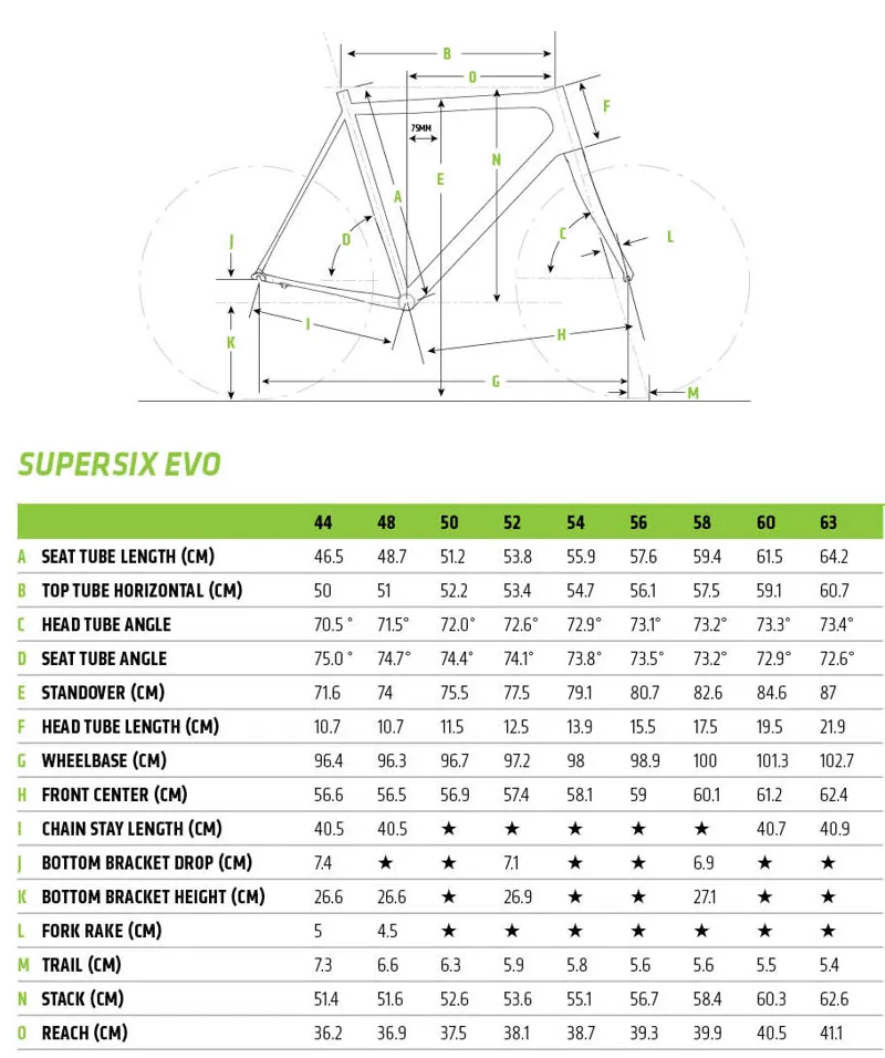 Cannondale supersix evo hi mod sales size chart