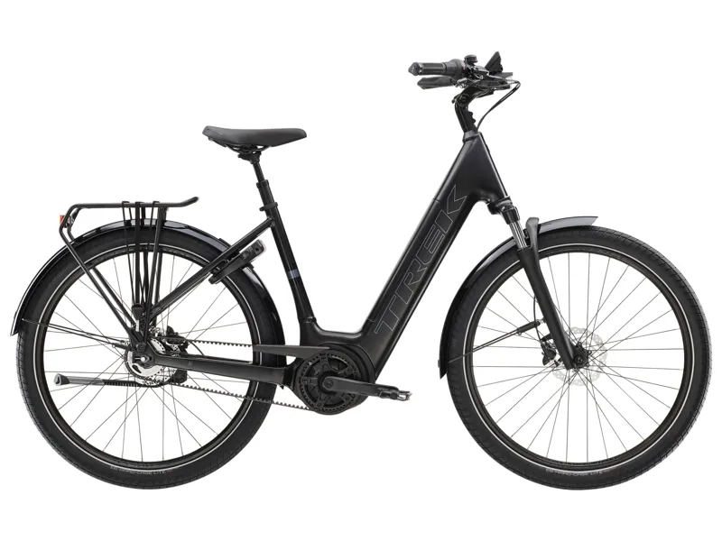 Trek 545wh District+ 4 Lowstep Electric City Bike in Trek Black