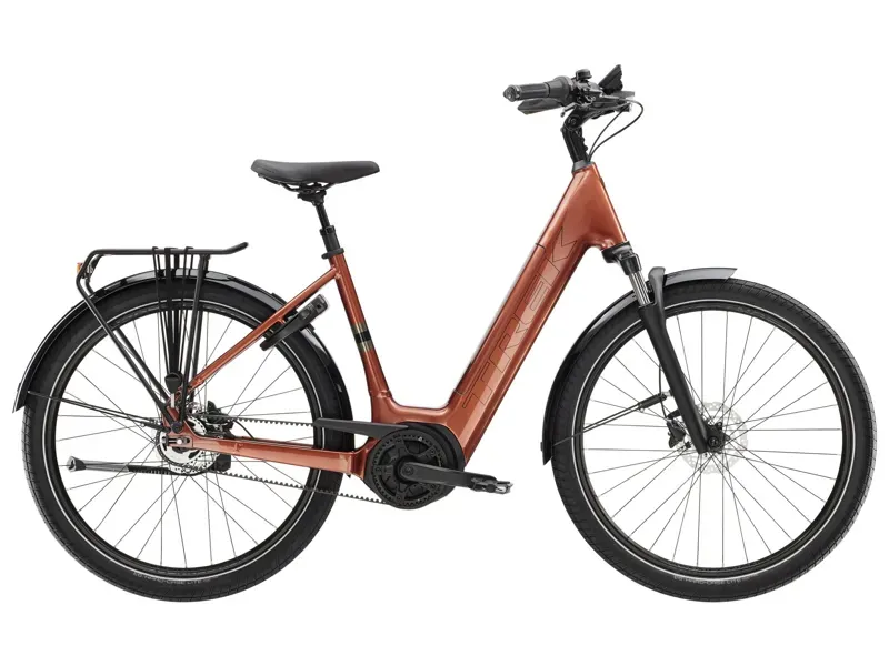 Trek 545wh District+ 4 Lowstep Electric City Bike in Pennyflake