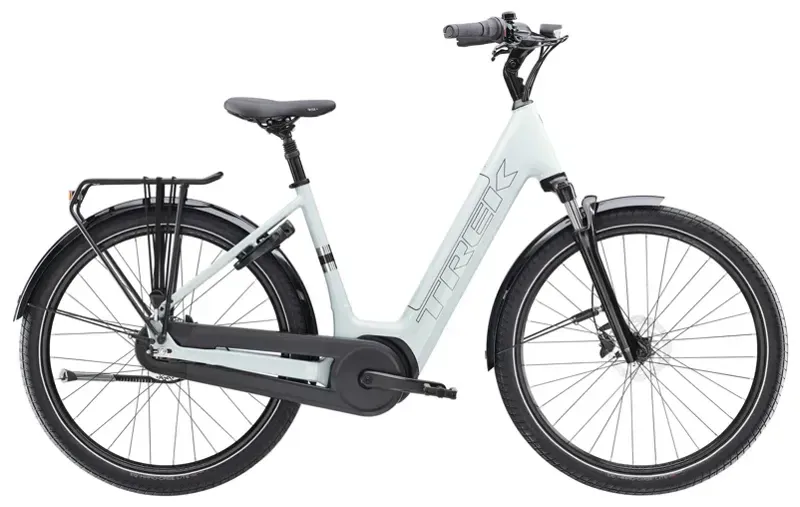 Trek District+ 3 Lowstep 525w Electric City Bike in Plasma Grey