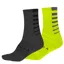 Endura Coolmax Twin Pack Stripe Socks in Hi-Viz Yellow/Black