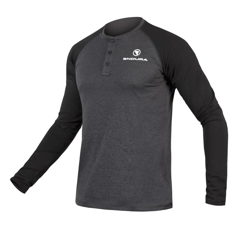 2017 Endura One Clan Henley Raglan Long Sleeved T-Shirt in Grey