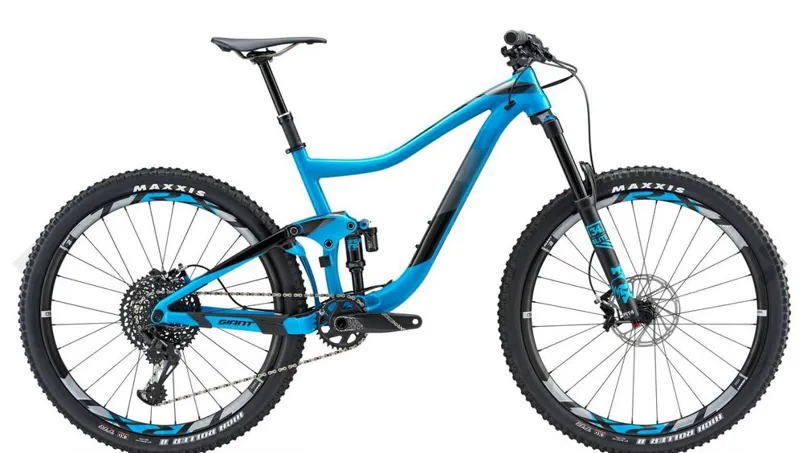 blue full suspension mountain bike