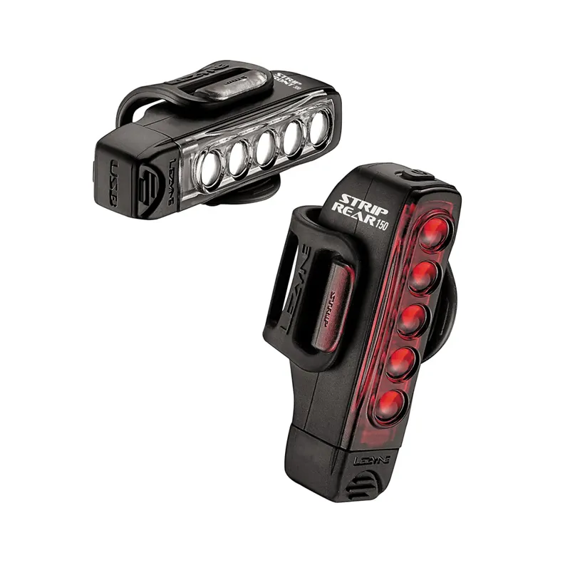 Lezyne Strip Drive 300/150 Black Bicycle Lights Pair