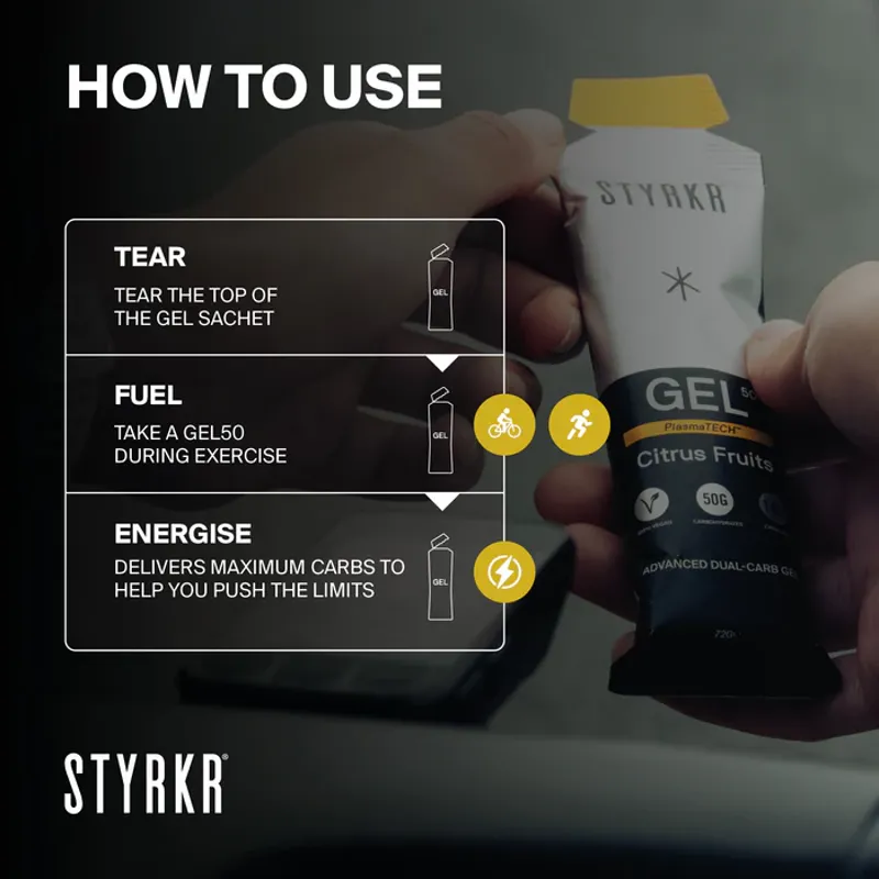 STYRKR - GEL50 Citrus Fruits Dual-Carb Energy Gel-3