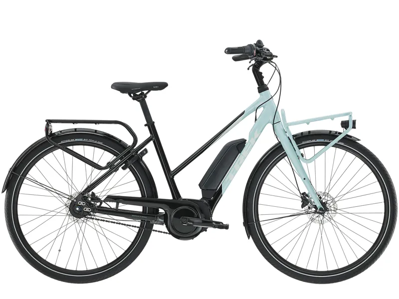 Trek District+ 2 Stagger 2021 300WH Electric Hybrid Bike Trek Black and Nimbus Blue
