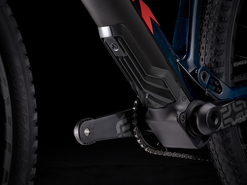 Trek E-Caliber 9.8 XT 2022 EU Carbon Electric Mountain Bike Blue Smoke/ Radioactive Coral-1