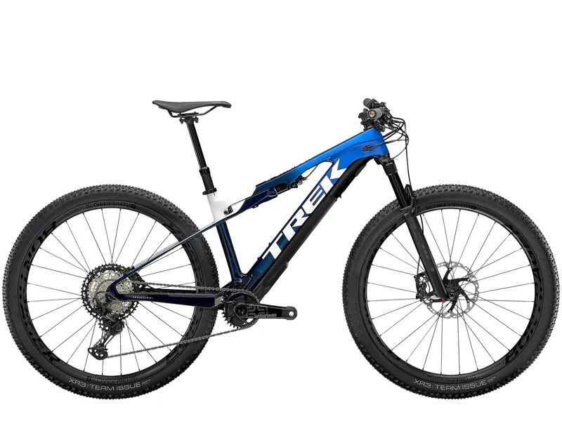 Trek E-Caliber 9.8 XT 2022 EU Carbon Electric Mountain Bike Gloss Alpine Navy Smoke/Trek White