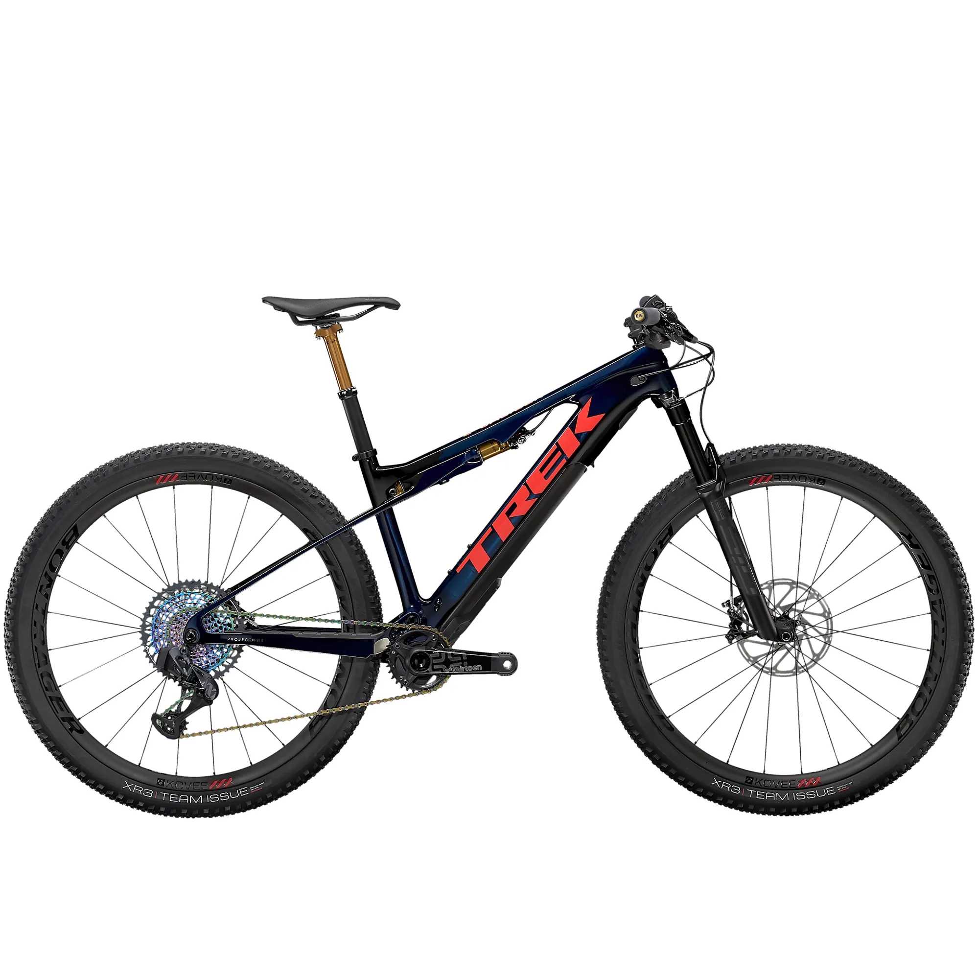 Trek E Caliber 9.9 XX1 AXS 2022 EU Carbon Electric Mountain Bike BL Smoke Radioactive Coral