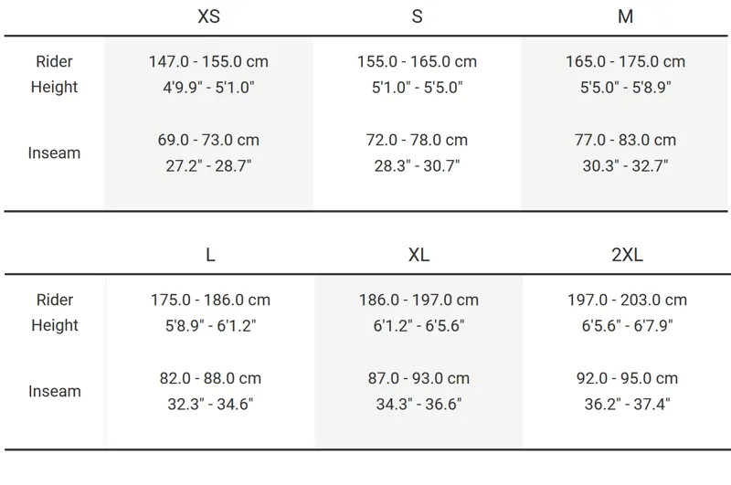 Trek fx 2 size 2025 chart