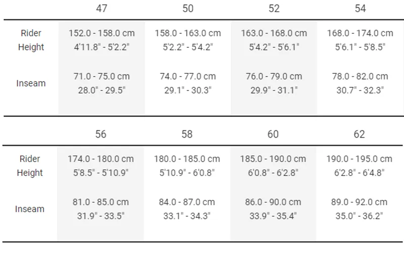 Trek madone sales sl6 size chart