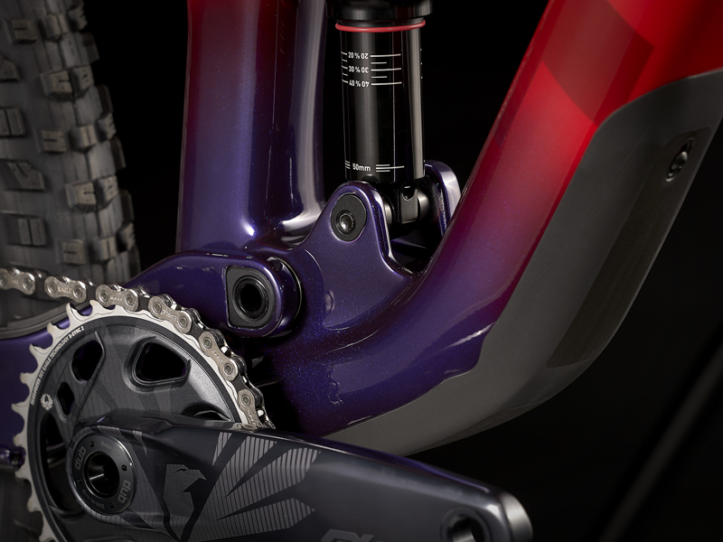 Trek Top Fuel 9.8 GX 2022 Carbon Mountain Bike Marigold to Red to Purple Abyss Fade-4