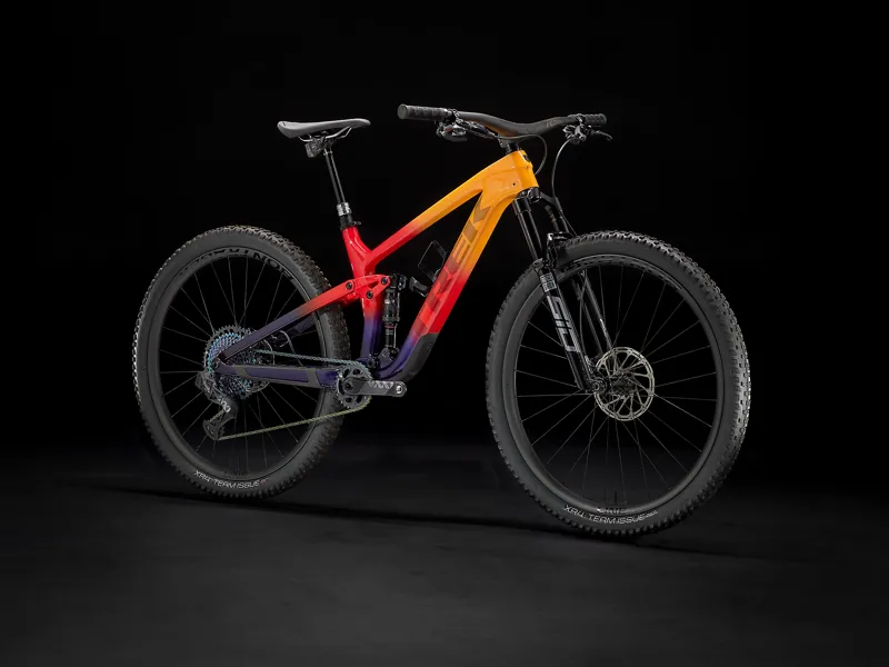 Trek Top Fuel 9.9 XX1 AXS 2022 Carbon Full Suspension Mountain Bike Marigold to Red to Purple Abyss Fade-1
