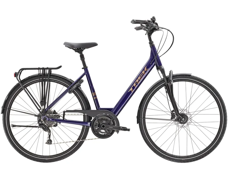 Trek Verve 3 Equipped Lowstep 2022 Hybrid Bike Purple Abyss