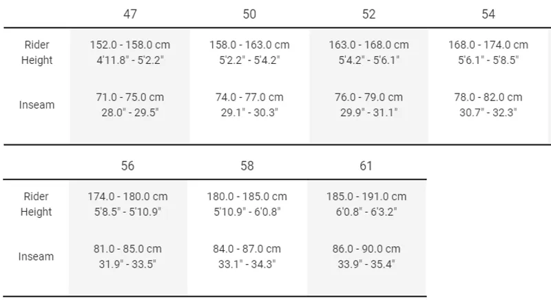 Trek boone sizing online