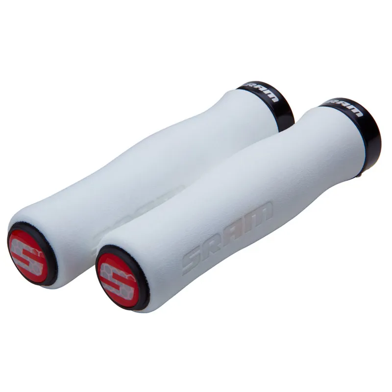 SRAM Locking Grips Contour Foam 129mm White with Single Black Clamp and End Plugs