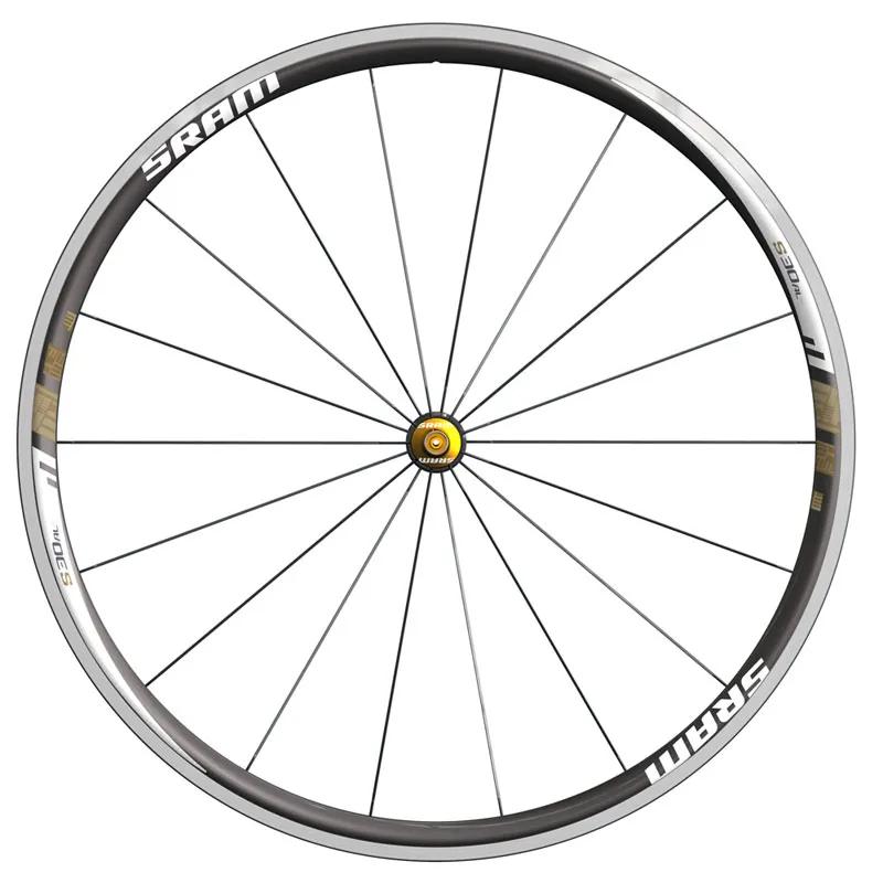 SRAM S30 Gold Wheel 30mm Rim Front Clincher 700C Black Hub and spokes 18H