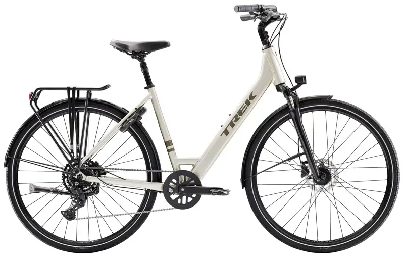 Trek Verve Lowstep Equipped Hybrid Bike in Lunar Silver