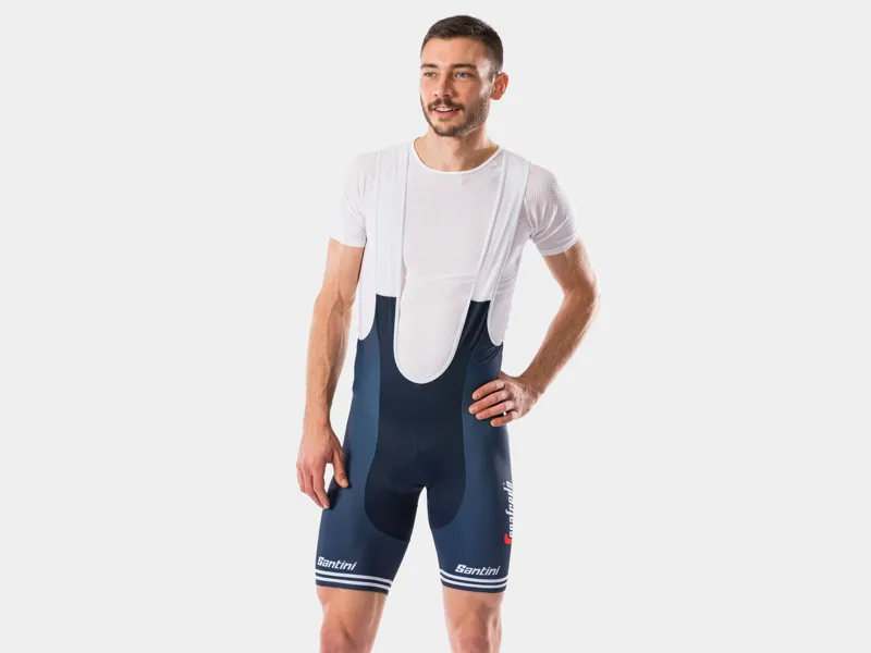 Santini Trek-Segafredo Team Replica Mens Bibshorts in Blue