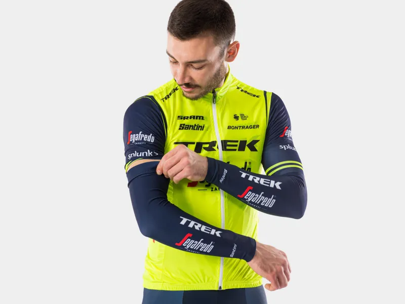 Santini Trek-Segafredo Team Mens Arm Warmers in Blue