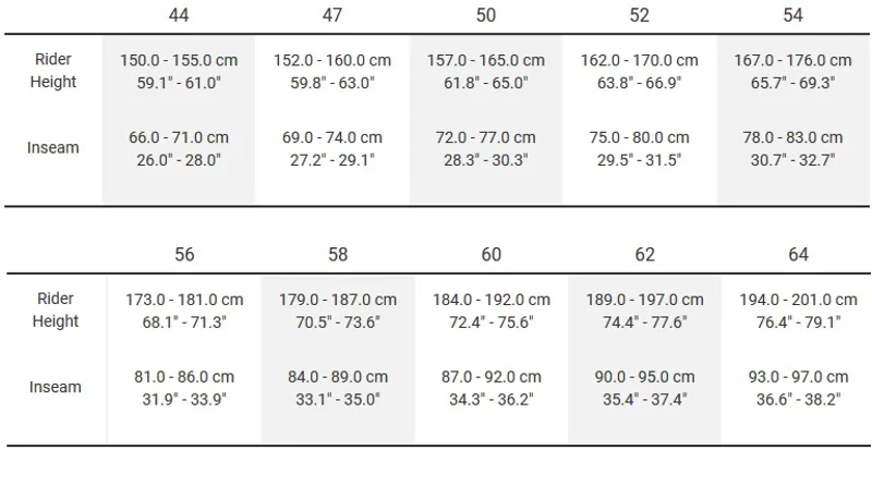 trek madone 9 size chart